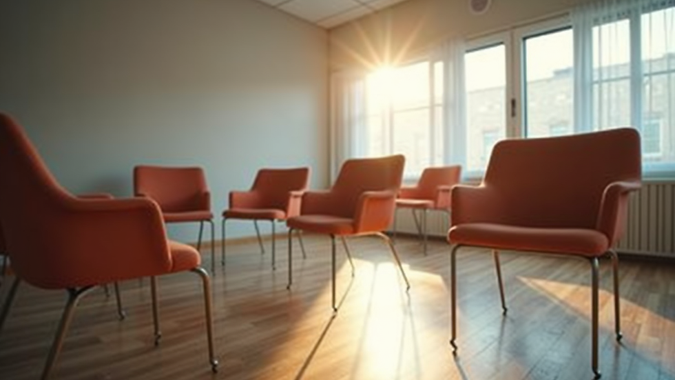 Eye-level view of a serene workshop setting with a circle of chairs