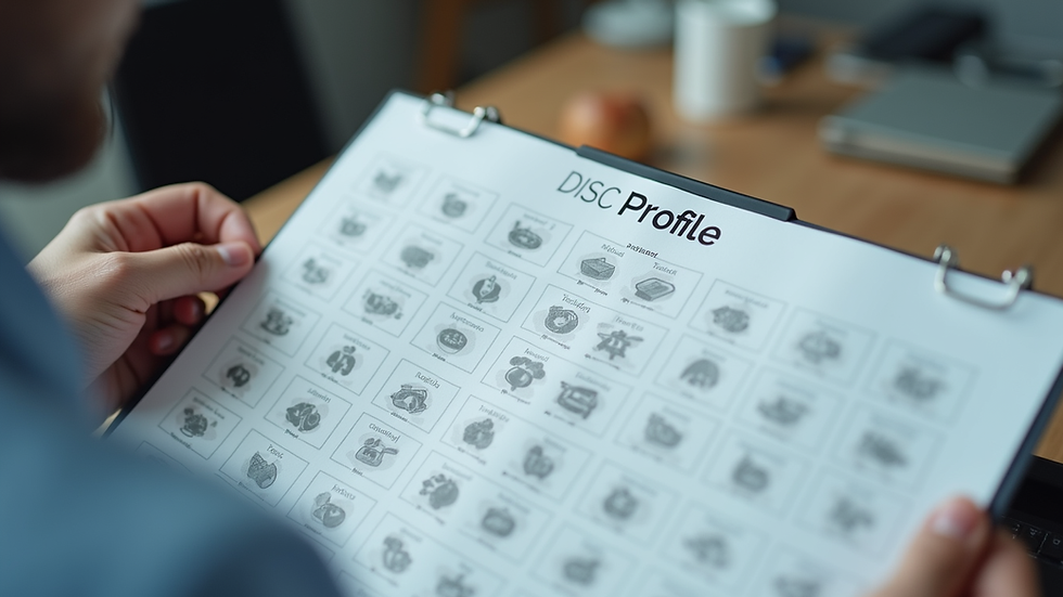 Close-up view of a person analyzing a DISC profile chart