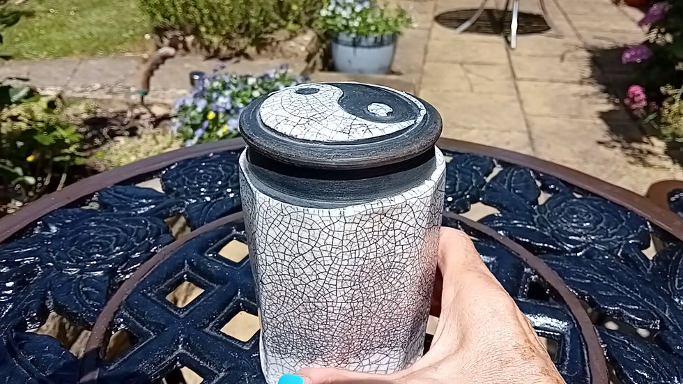 Raku Yin Yang Pot and Lid