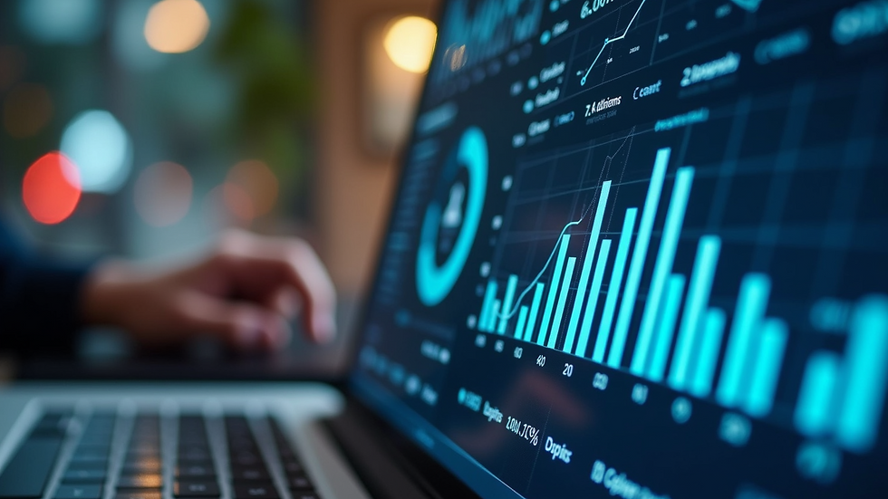 Eye-level view of a digital dashboard showing customer data analytics