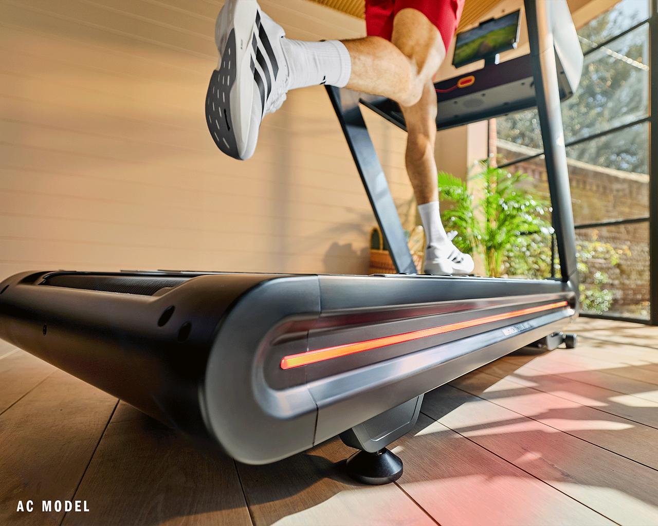 Close up shot of the running deck on the adidas T-700 Treadmill DC Model