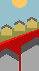 An image showing two groups of houses separated by a red line.