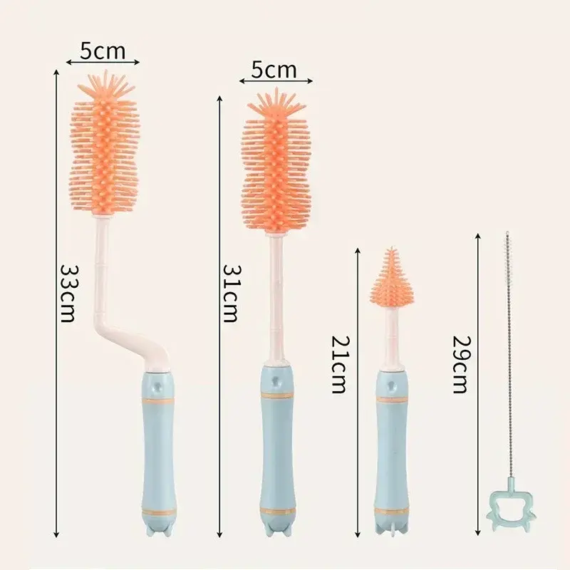 Thumbnail: Baby Silicone Bottle Brush Long Handle Cleaning Brush Drying Rack Combination