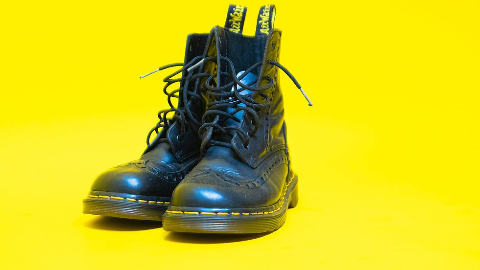 Pair of black leather lace-up boots