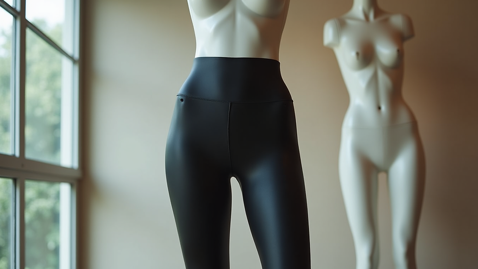 Eye-level view of a mannequin wearing seamless high-rise leggings with side pockets