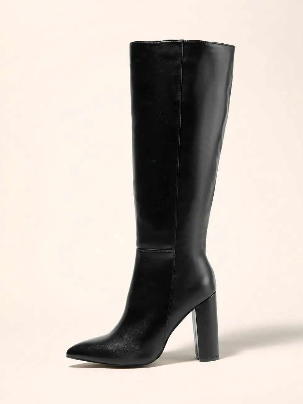 Miniatura: Botas de mujer por encima de la rodilla con punta afilada y tacón grueso, botas