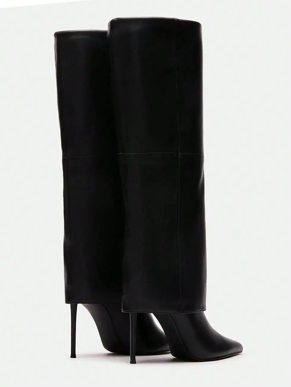 Miniatura: Botas altas hasta la rodilla con punta puntiaguda, estilo tiburón, tacón de agu
