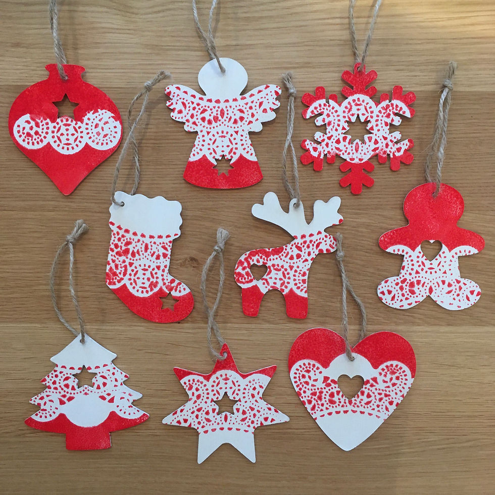 Thumbnail: Scandi Printed Tree Decorations