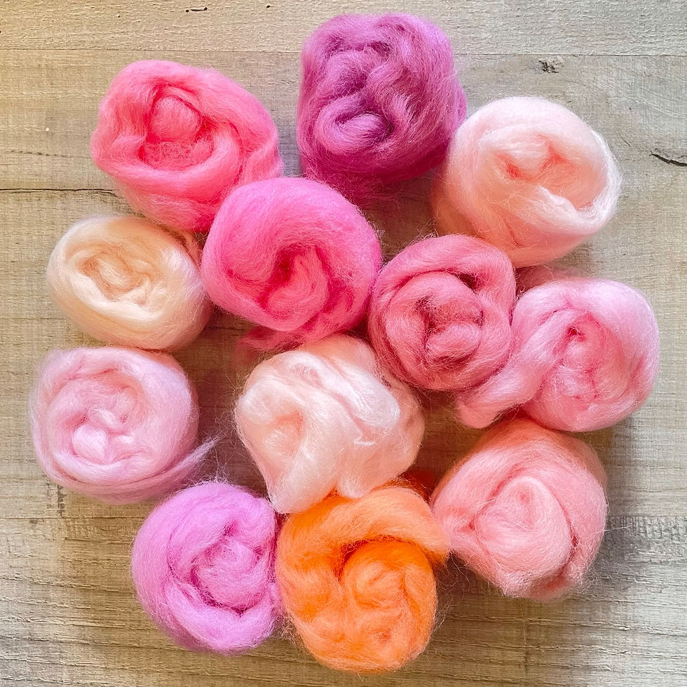 Thumbnail: Felting Needles Collection (35) + Pink Roving Set