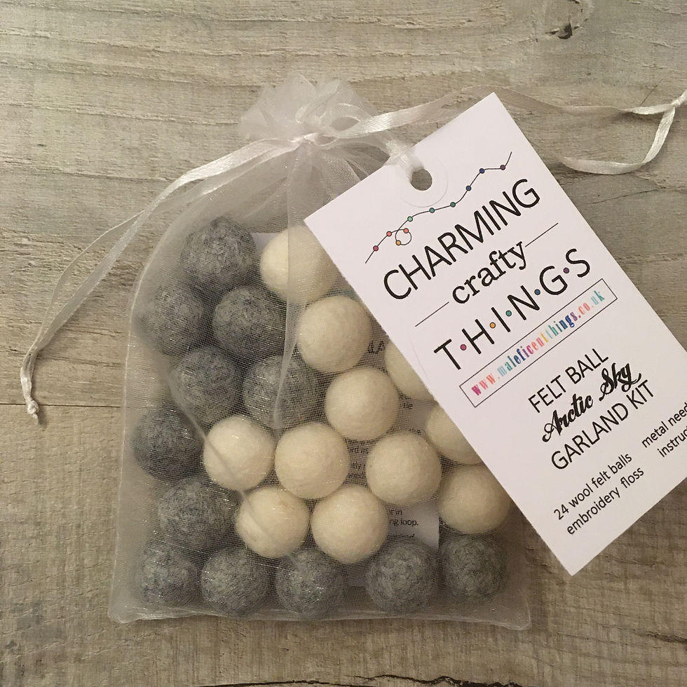 Thumbnail: Felt Ball Garland | Arctic Sky