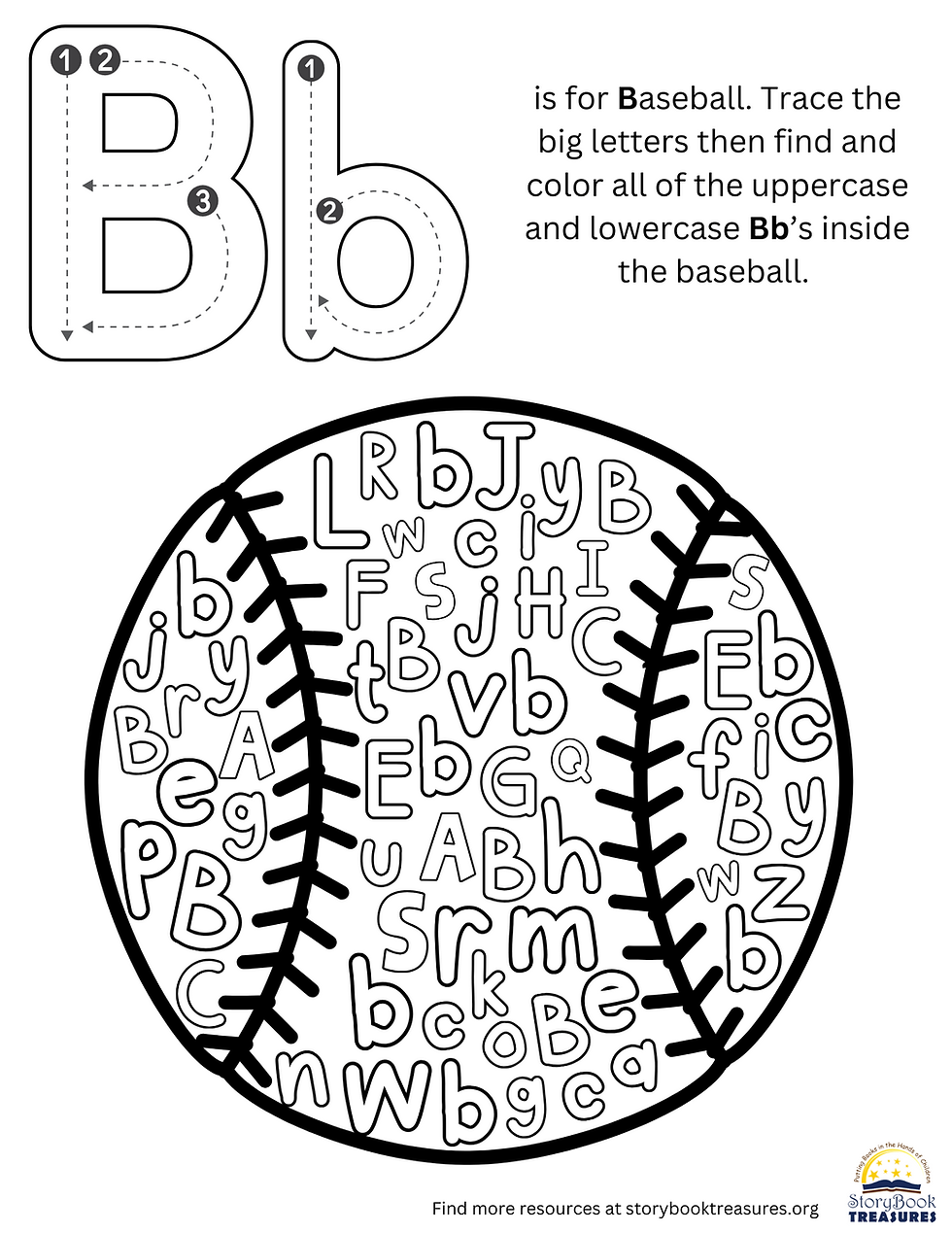 Bb is for Baseball Letter Worksheet