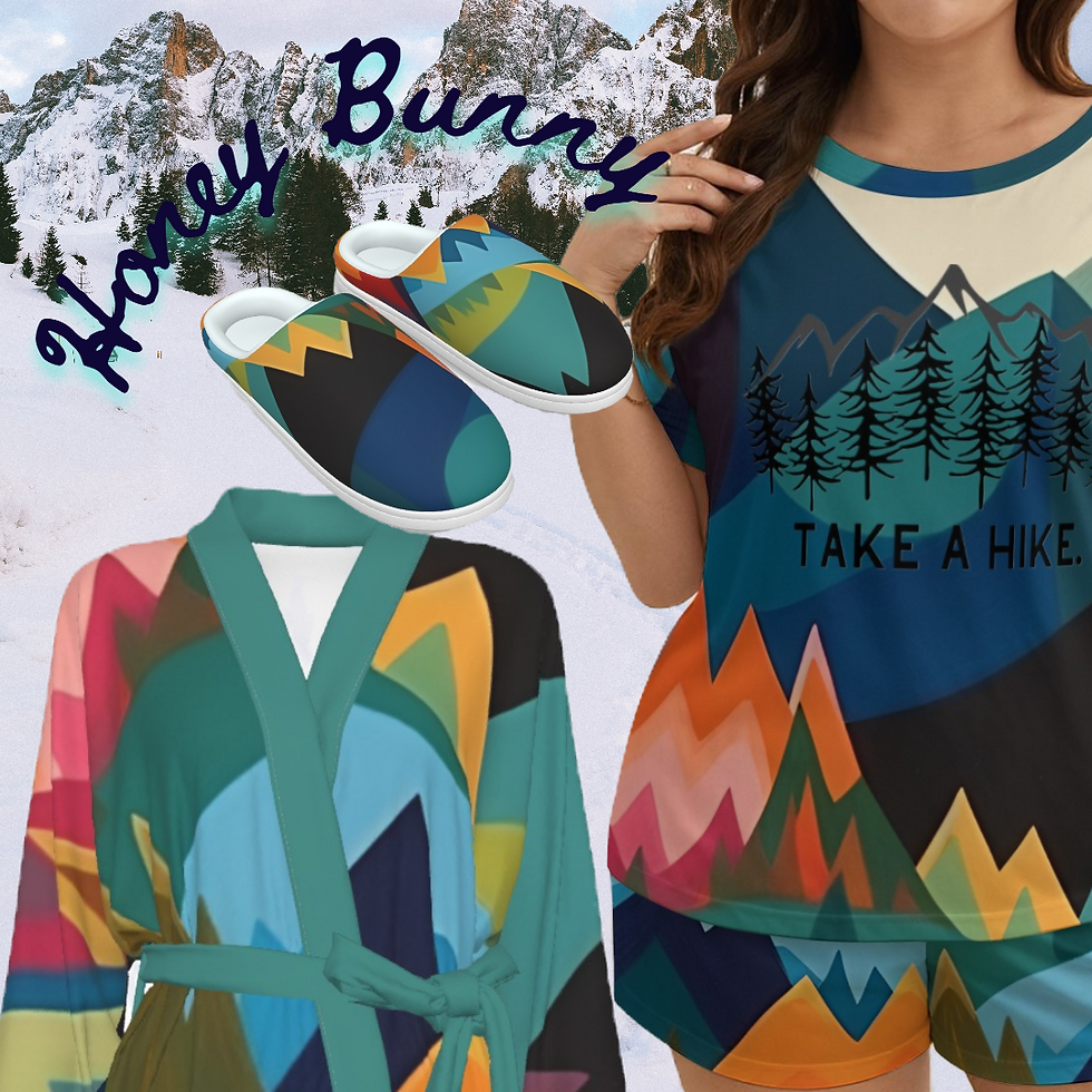 Honey Bunny | Take a Hike Mountains |  2 Piece Robe and Slippers