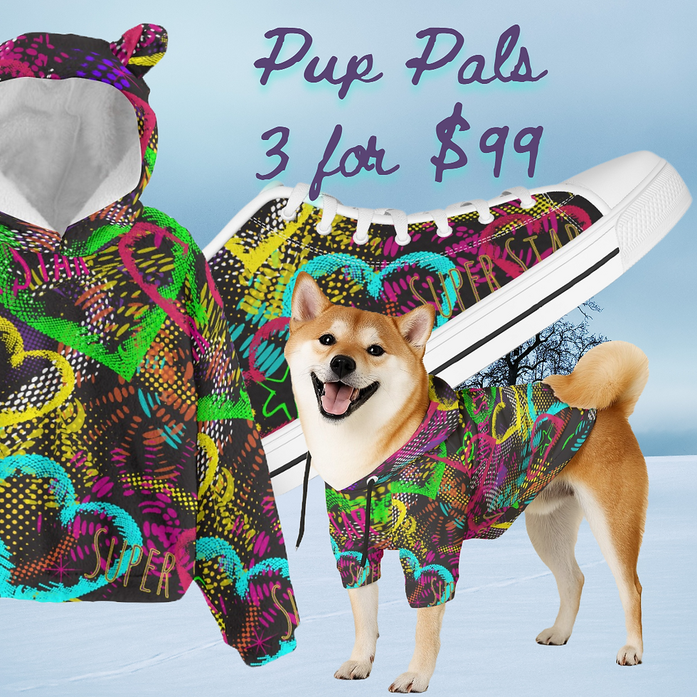 80's Love Pup Pals Kid's Hoodie Dog Hoodie and High Top Canvas Shoes