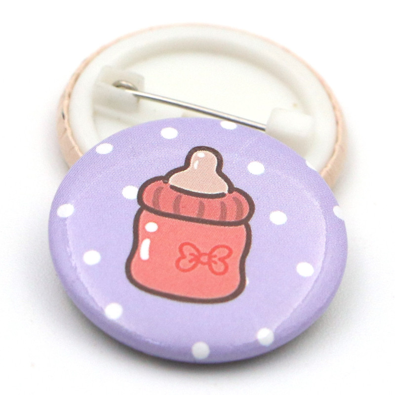 Thumbnail: Promotional custom mass logo printed round new fashion safety pin green button b
