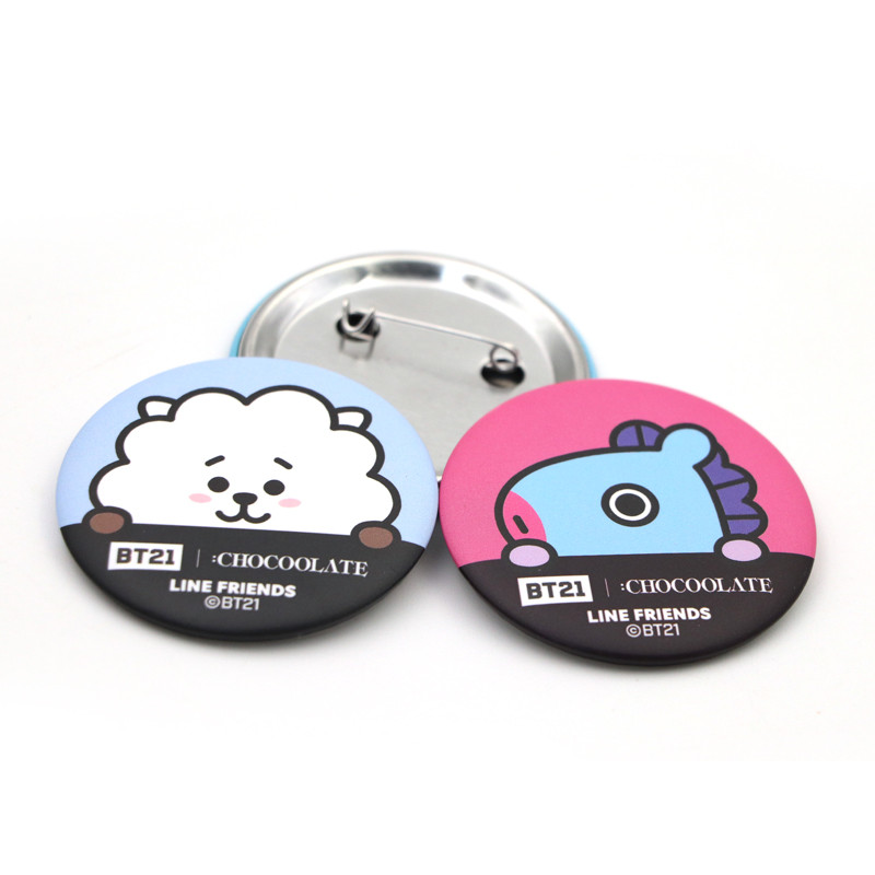 Thumbnail: Promotional custom mass logo printed round new fashion safety pin green button b