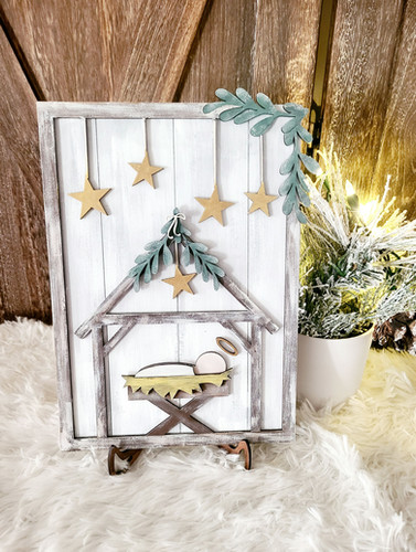 Rustic Manger Scene Sign | Lakeshore Designs RI
