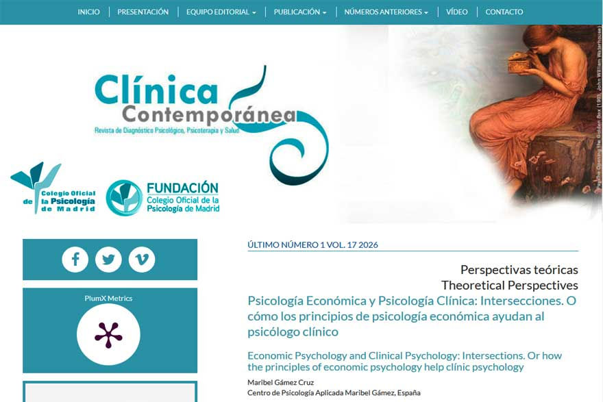 ‘Psicología Económica y Psicología Clínica: Intersecciones’. Maribel Gámez en la revista Clínica Contemporánea. Centro de Psicología Aplicada