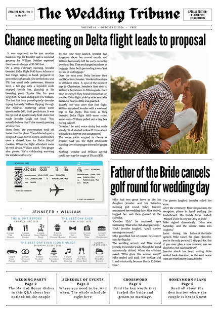 Custom Newspaper for Wedding Welcome Gift