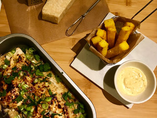 Honey Mustard Chicken bake w/ Crispy Polenta Fries