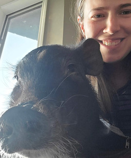Tania, Cofound of Scarlet Spark with Remy, the pig.
