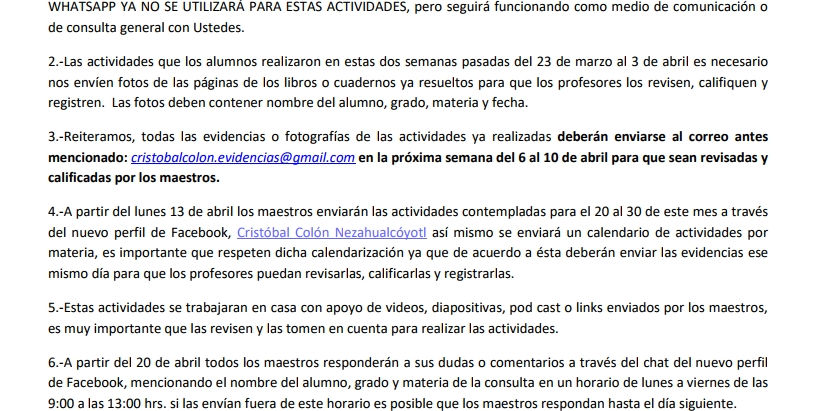A nuestra comunidad escolar: