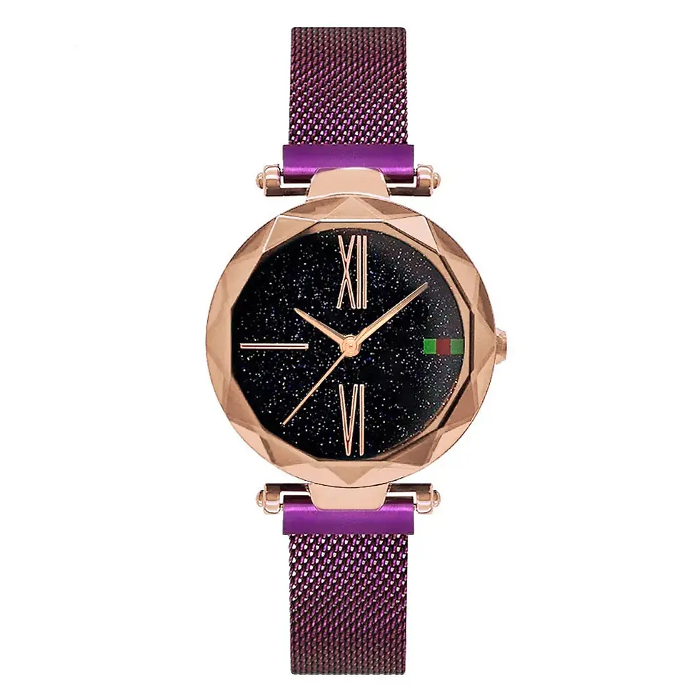Thumbnail: Luxury Women Watches Minimalism Starry Sky Magnet Waterproof Roman Numeral