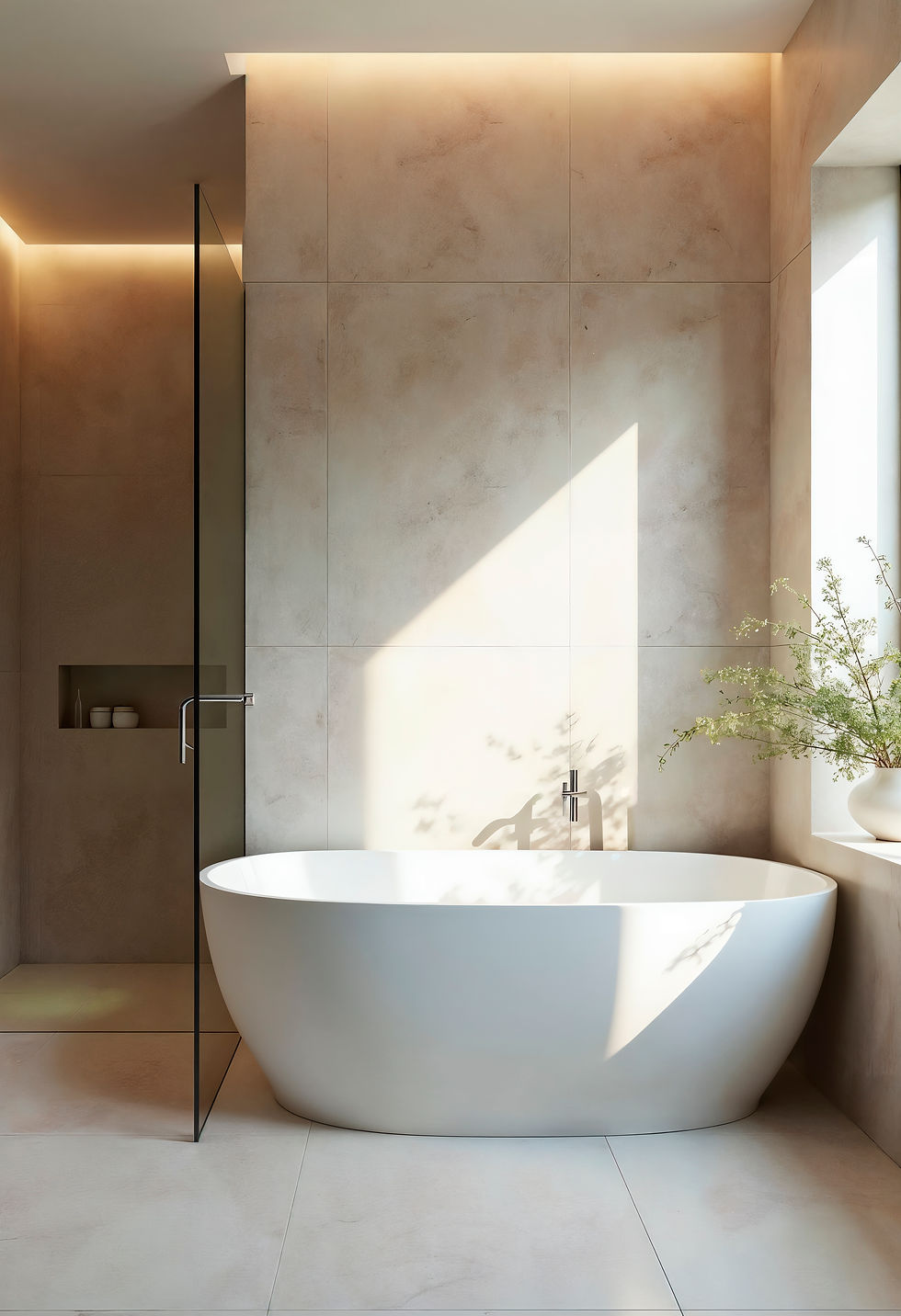 Hochwertiges modernes Interieur mit Natursteinoberflächen