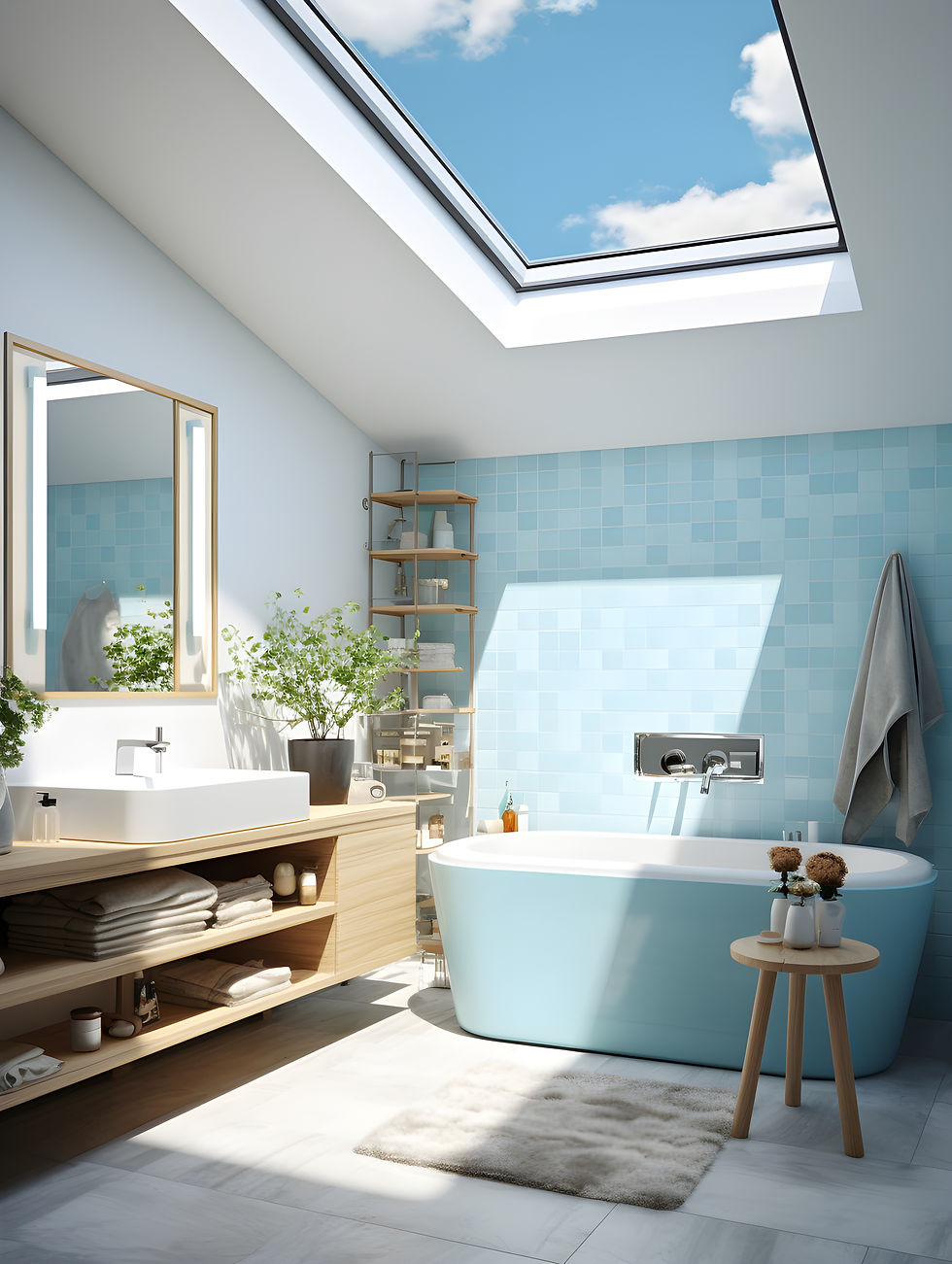 Modernisiertes helles Badezimmer