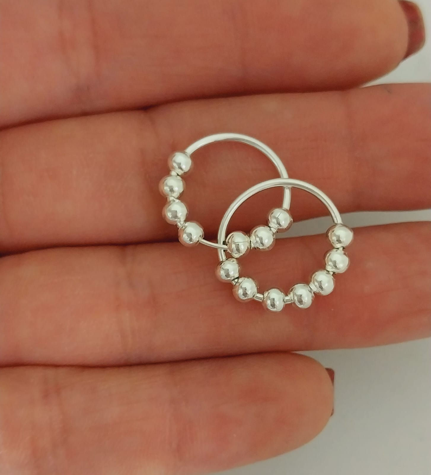 Aros Argollas N1 Plata con bolitas 