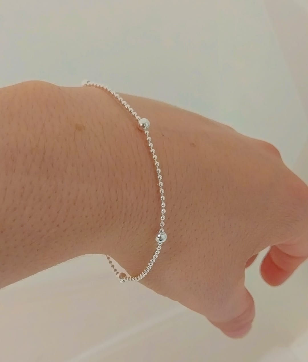 Acero Blanco Pulsera Bolitas con Bolitas 🇨🇳PB