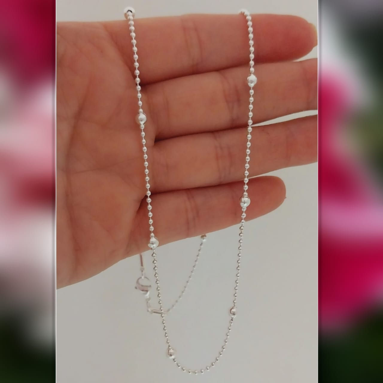 Aceró Blanco Cadena Bolita con Bolitas 45cm 🇨🇳CB