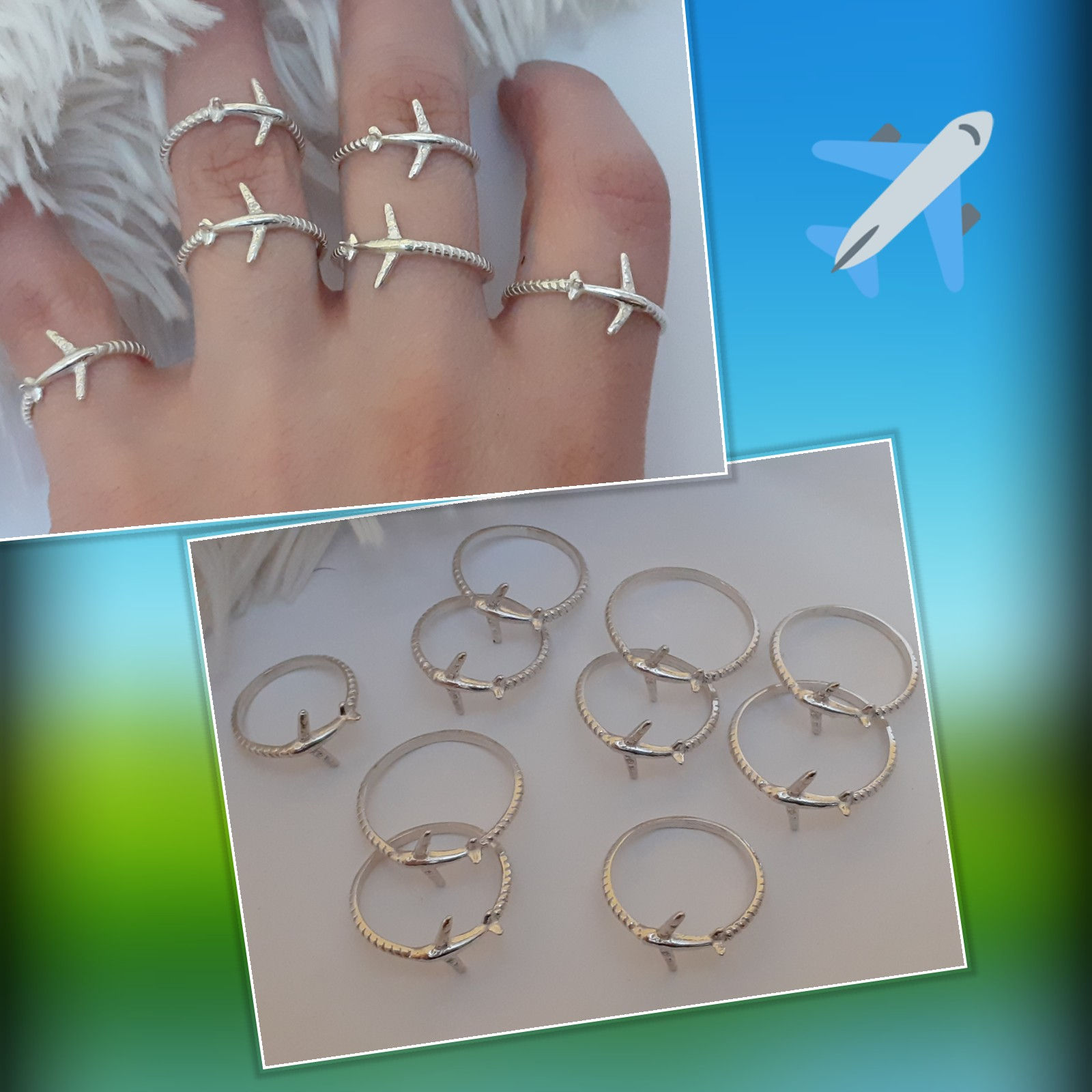 Anillos Avion plata  ✈ 🇦🇷AP