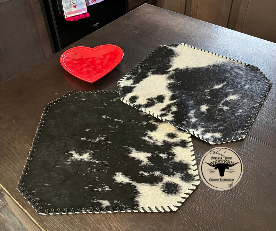 2- 14" x 15" Cowhide Table Mats