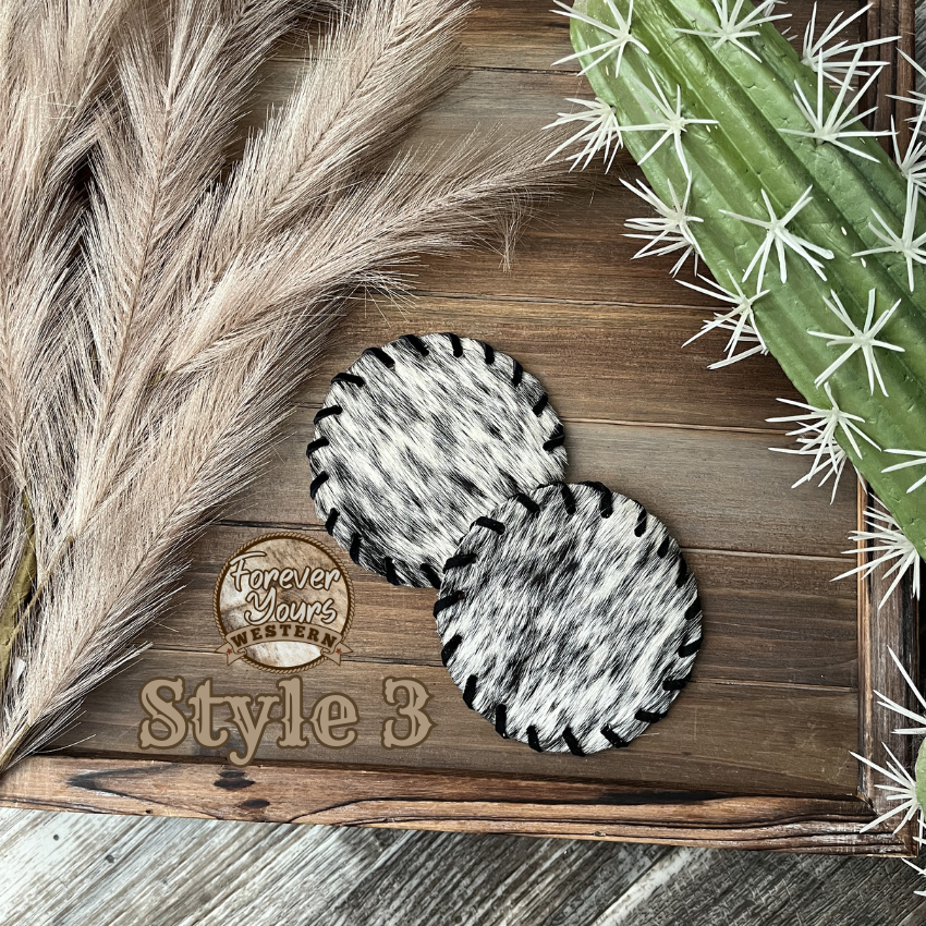 Thumbnail: Groupings of (2)  Cowhide Coasters
