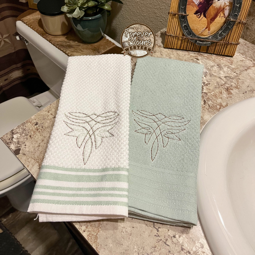 Thumbnail: Boot Stitch Embroidered Hand Towels 