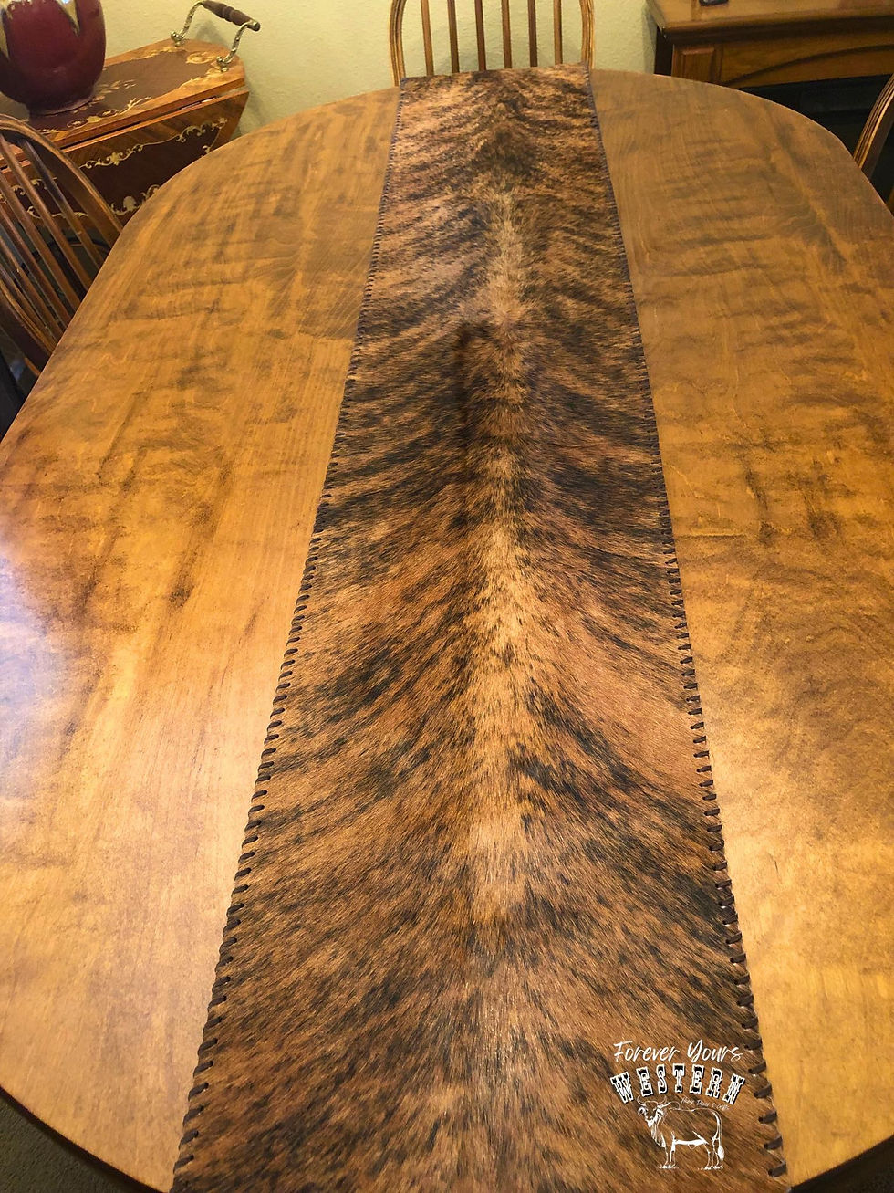 Brindle Cowhide Table Runner- 82"