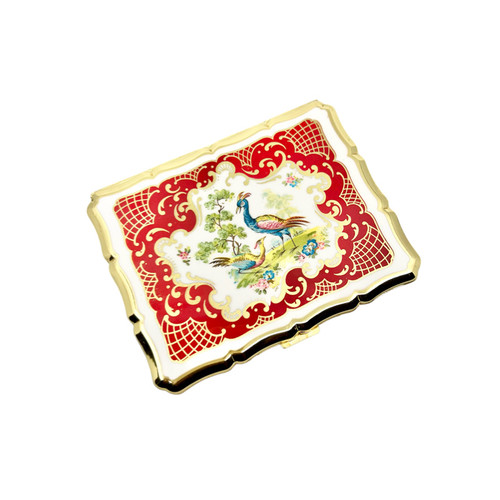 Vintage Mid-Century Stratton Cigarette/Card Case with Peacock Design