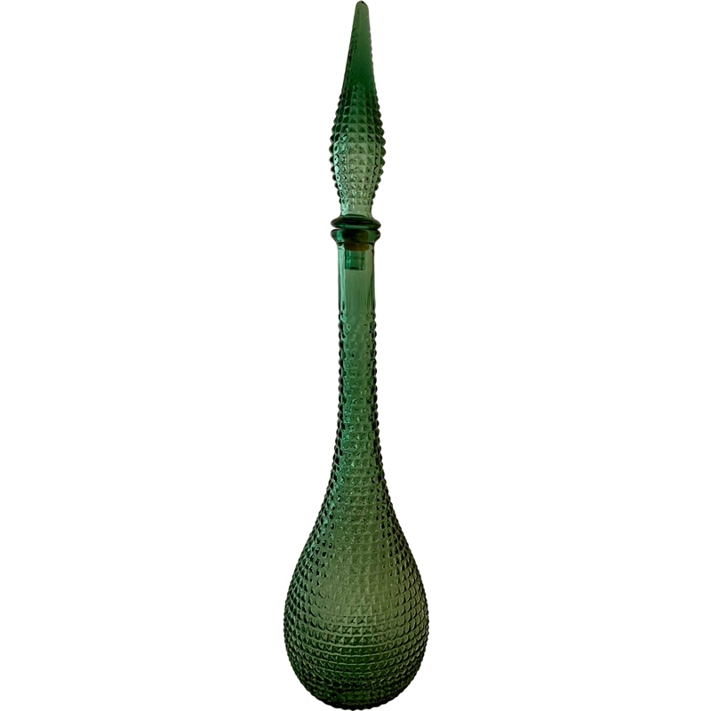 Thumbnail: Vintage Green Empoli/Genie Bottle / 22” Tall Green Diamond Point Empoli