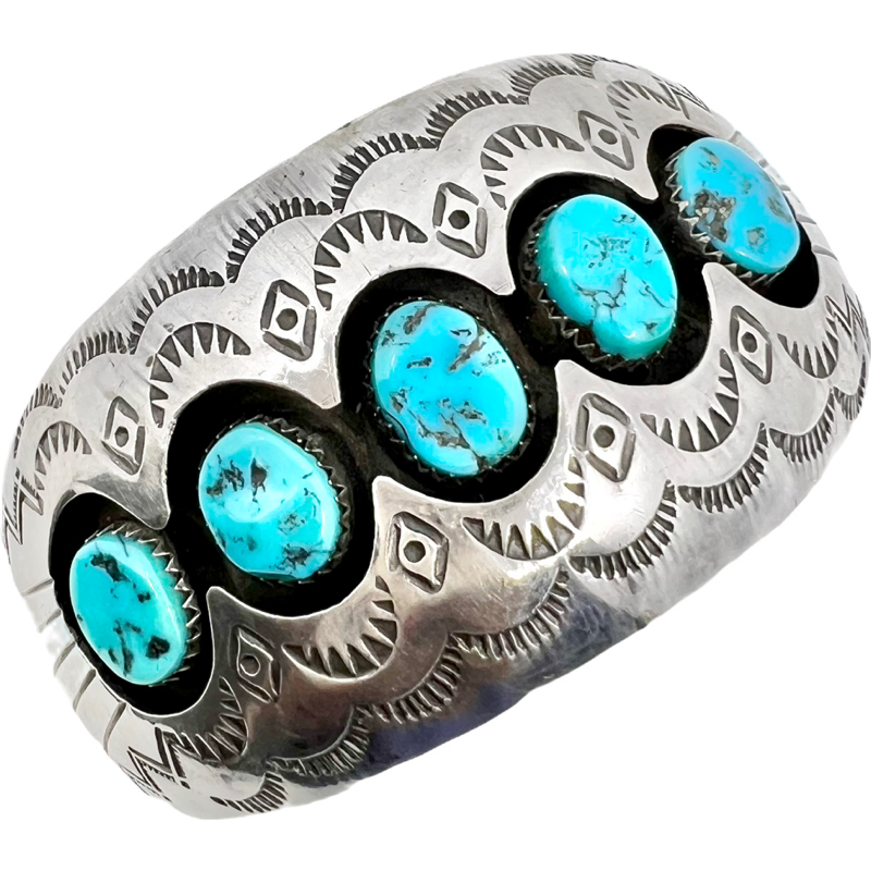 Thumbnail: Vintage Navajo Signed Bracelet by Pamela Benally / Native Signed Cuff Bracelet