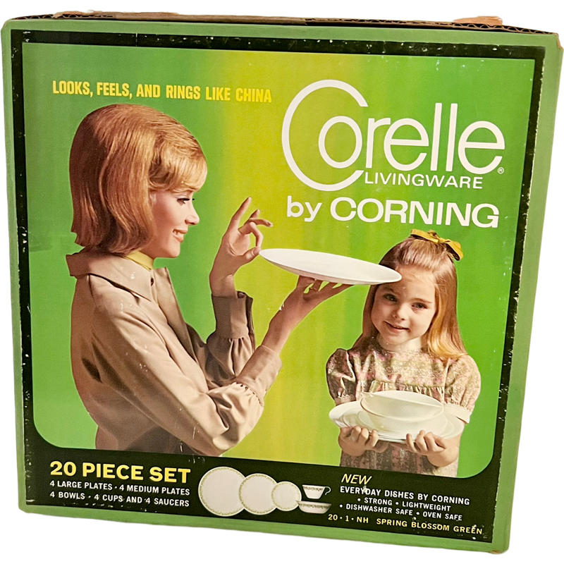 Thumbnail: New Vintage Corelle by Corning Spring Blossom/Crazy Daisy 20 Piece Dinnerware