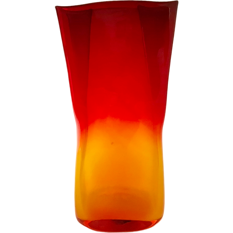 Thumbnail: Vintage Blenko “Tequila Sunrise” Signed Vase / 2004 Signed Blenko Vase