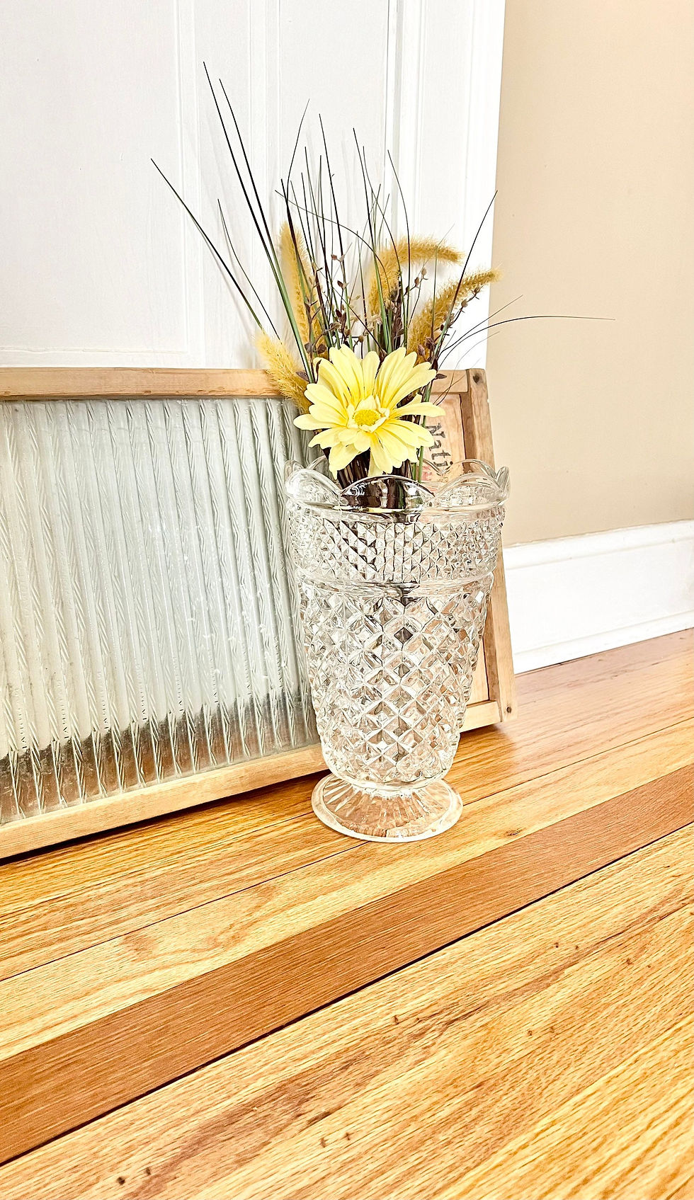 Thumbnail: Vintage Anchor Hocking Wexford Leaded Crystal Vase / 1960's Wexford Diamond Patt