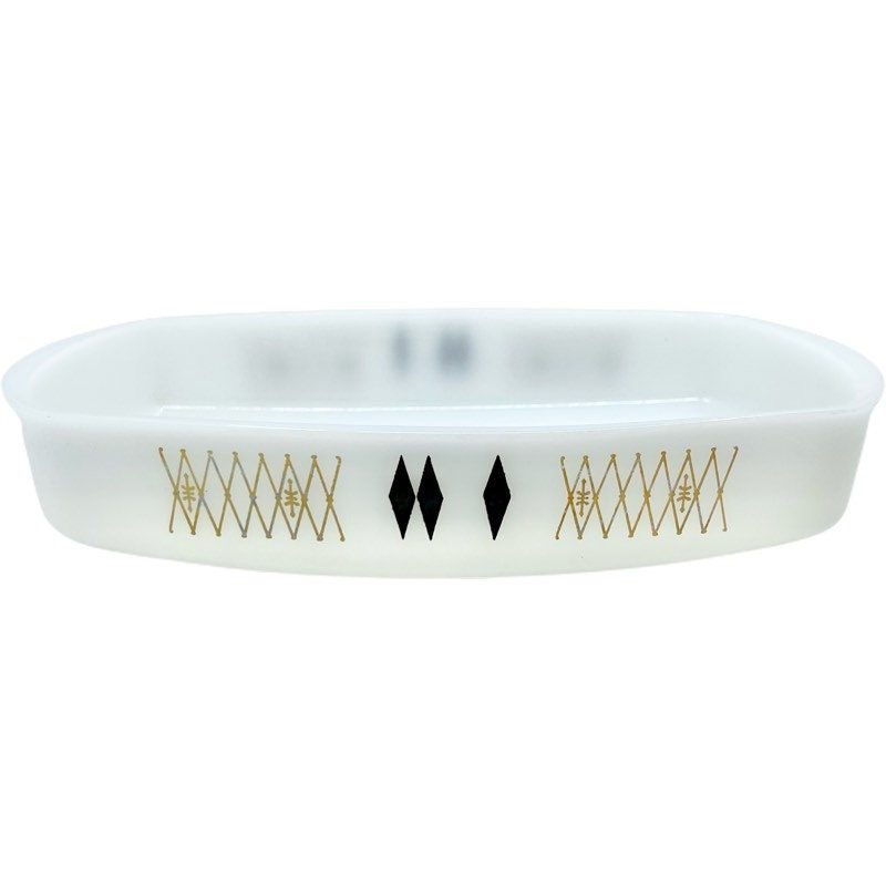 Thumbnail: Vintage Federal Glass Atomic Black Diamond Oven Dish / Mid-Century Atomic