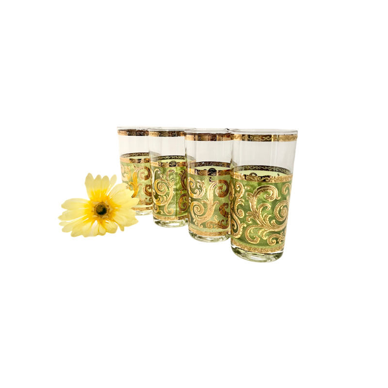 Vintage Culver Toledo Glasses / Signed SET of 4 Culver Highball Glasses