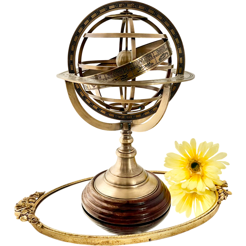 Thumbnail: Vintage Brass Zodiac Armillary Celestial Astrology Sphere