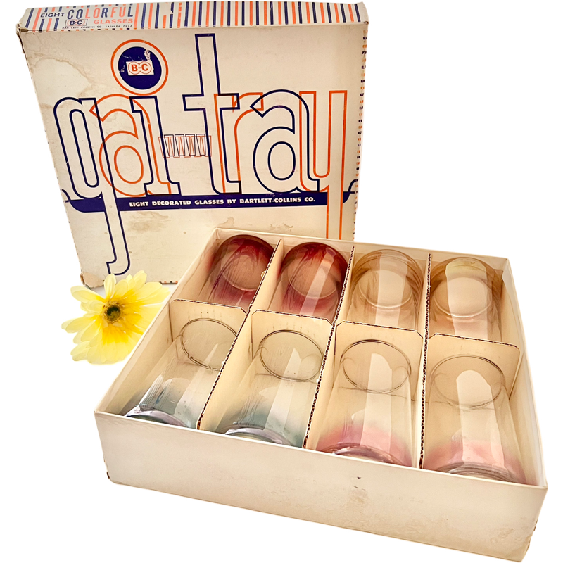 Thumbnail: New Vintage Bartlett Collins "Gai Tray" Glasses/Tumblers