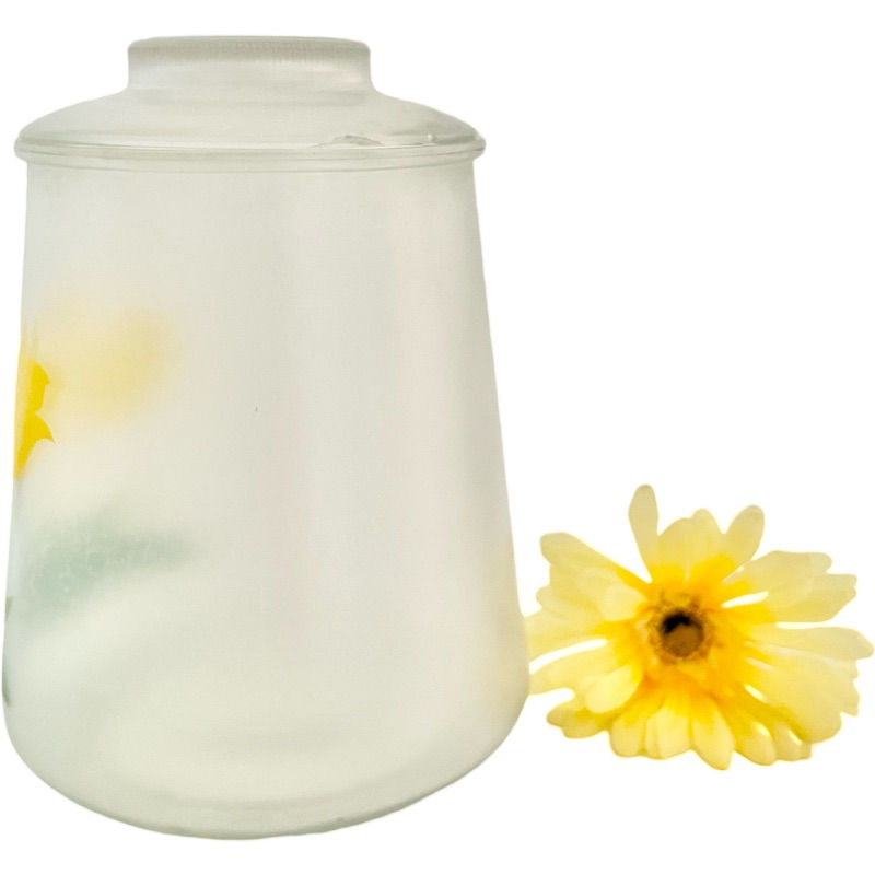 Thumbnail: Vintage Bartlett Collins Pokee Yellow Tulip Frosted Glass Cookie Jar/Canister