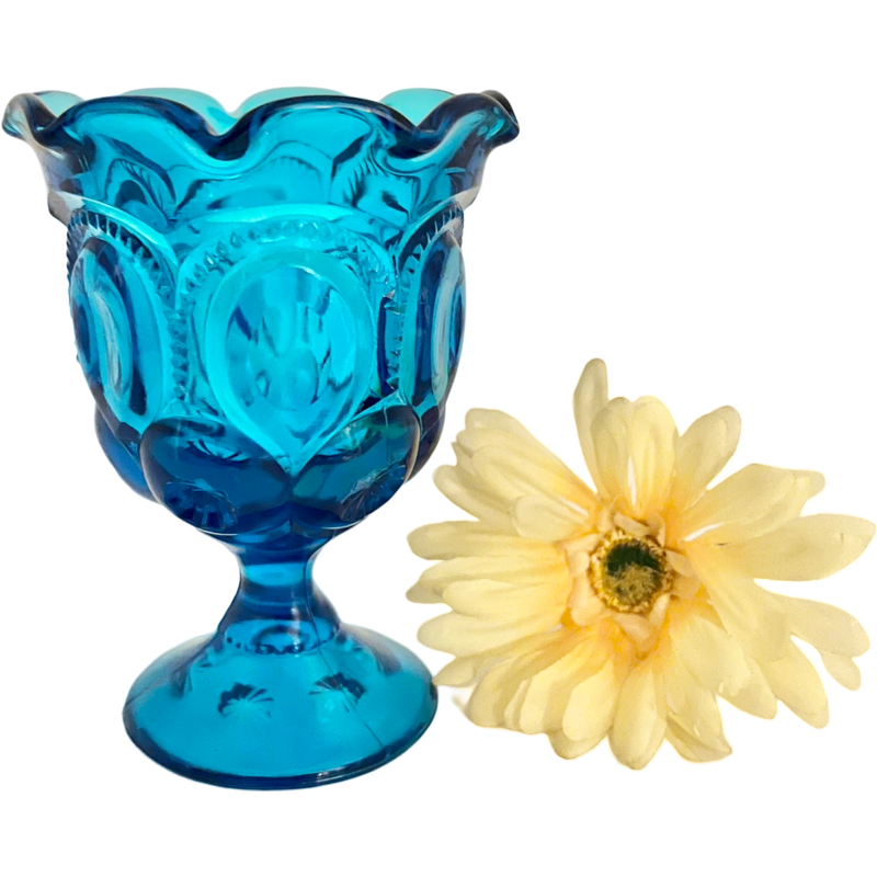 Thumbnail: Vintage L.G. Wright Blue “Moon and Stars" Candy Nut Dish Compote