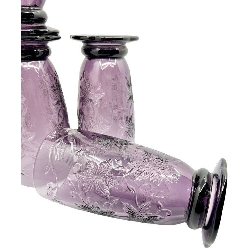 Thumbnail: RARE Vintage Fantasia Amethyst 20 Ounce Footed Glasses by Princess House