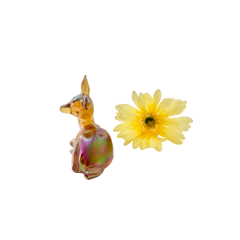 Thumbnail: Vintage Fenton Deer Doe Marigold Carnival Glass Figurine